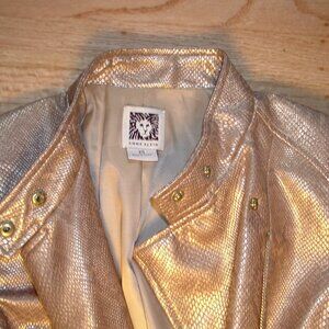 Anne Klein GOLD SNAKESKIN short jacket - Moto Swiftie style -XLNT cond! Size XS
